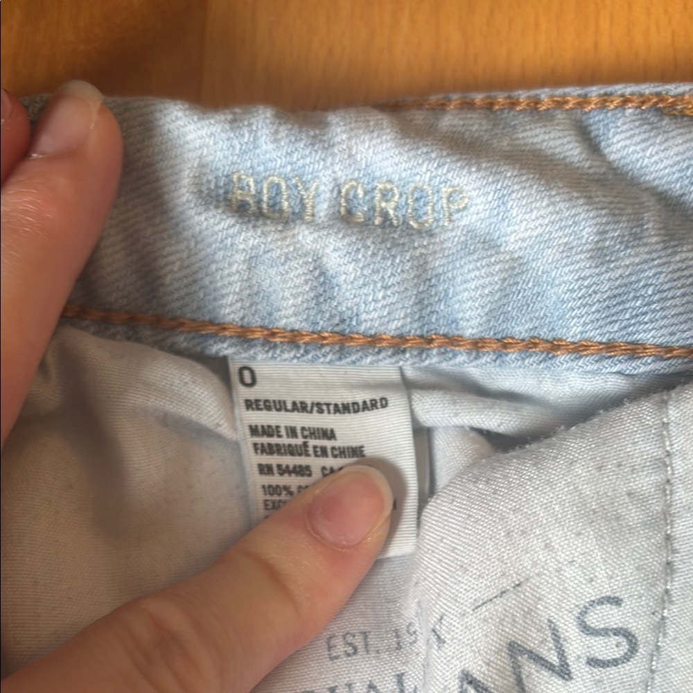 American Eagle Outfitters Light Blue Boy Crop Jeans - Picture 3 of 6